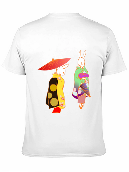 Camiseta Negra con Conejos Japoneses