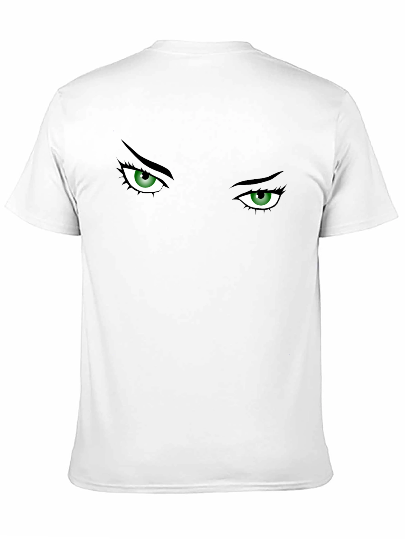 Camiseta Negra con Ojos Verdes Intrigantes