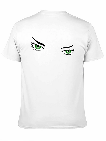 Camiseta Negra con Ojos Verdes Intrigantes