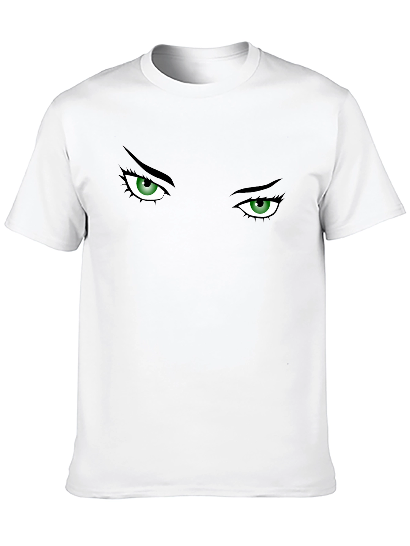 Camiseta Negra con Ojos Verdes Intrigantes