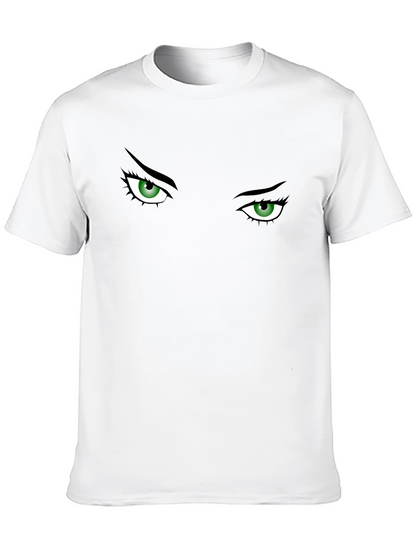 Camiseta Negra con Ojos Verdes Intrigantes