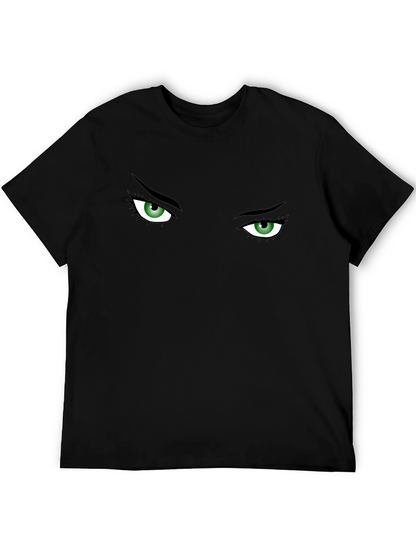 Camiseta Negra con Ojos Verdes Intrigantes