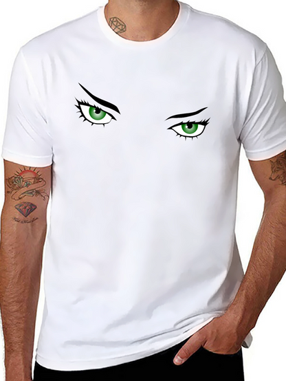 Camiseta Negra con Ojos Verdes Intrigantes