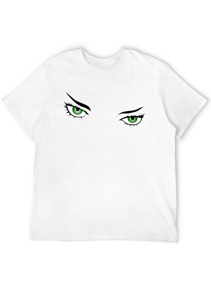 Camiseta Negra con Ojos Verdes Intrigantes