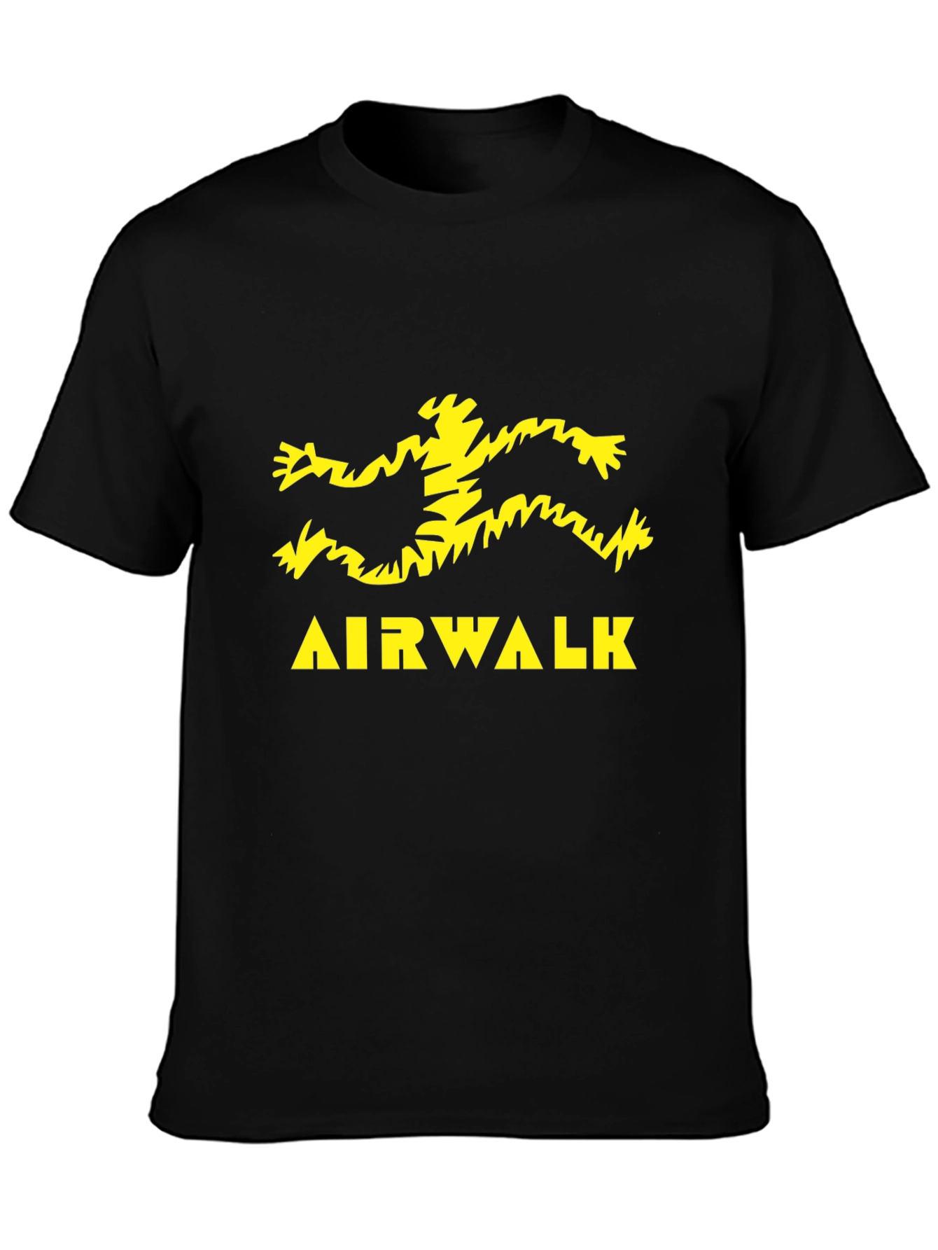 Camiseta Negra Airwalk Logo Amarillo Estampado