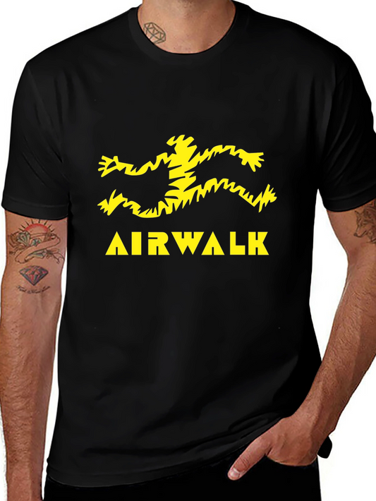 Camiseta Negra Airwalk Logo Amarillo Estampado